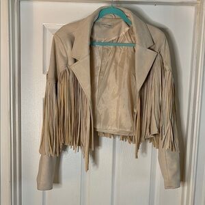 Women's Fringe Jacket in Cream